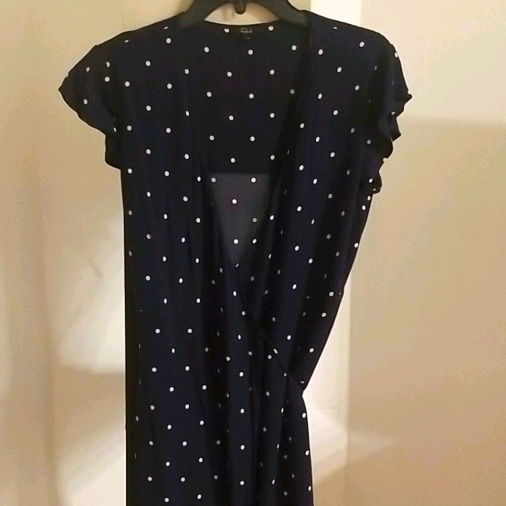 Navy Blue Polka Dot Brenna Wrap Dress from Rails